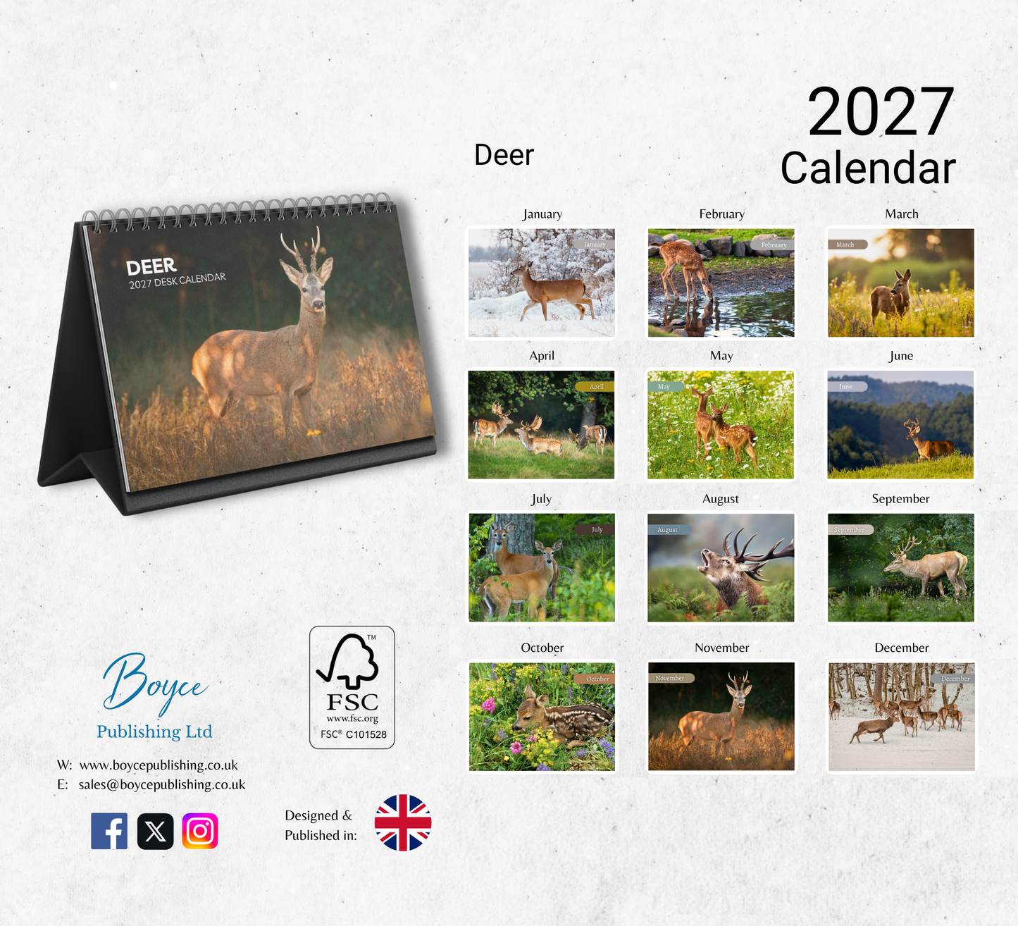 Deer Desk Calendar 2027-2028