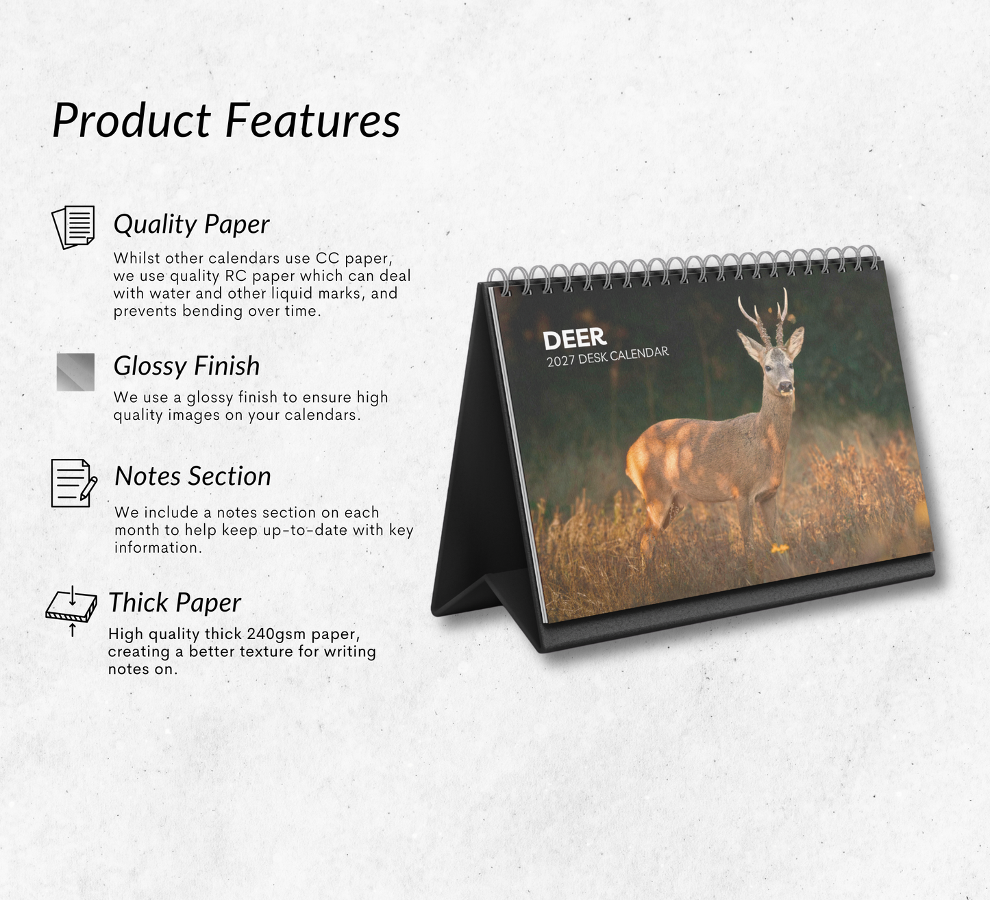 Deer Desk Calendar 2027-2028