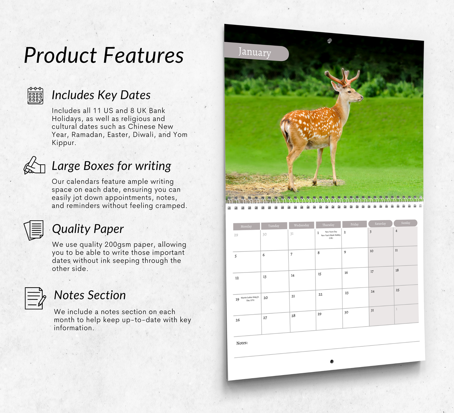Deer Calendar 2026