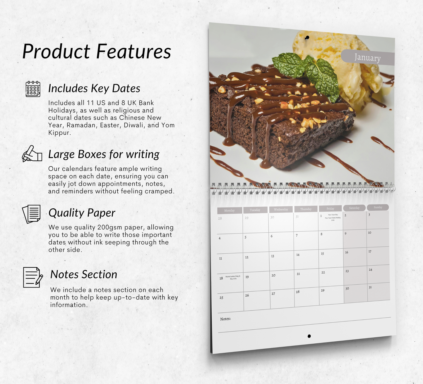 Desserts Calendar 2027