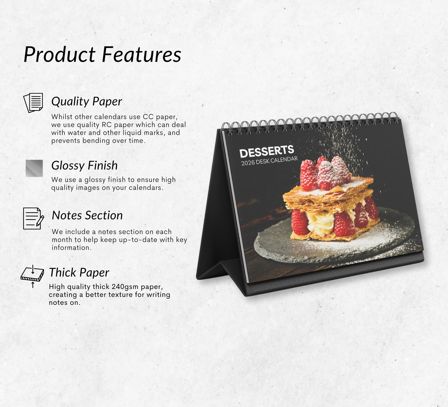 Desserts Desk Calendar 2026-2027