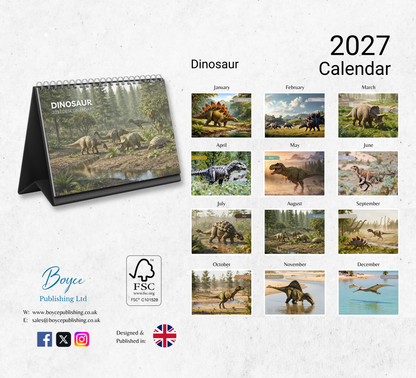 Dinosaur Desk Calendar 2027-2028