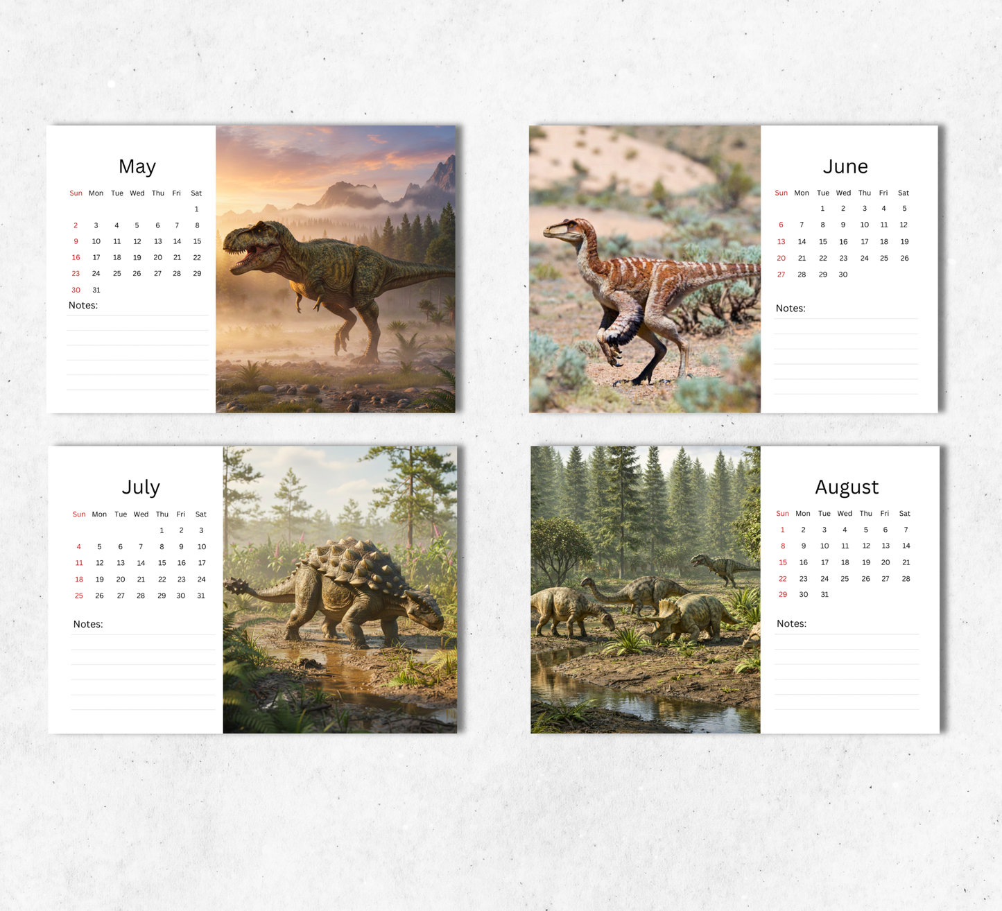 Dinosaur Desk Calendar 2027-2028