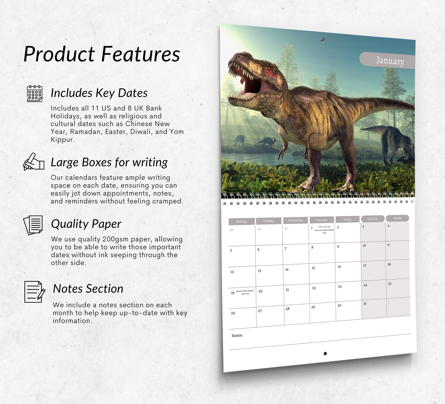 Dinosaur Calendar 2026