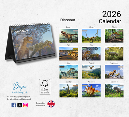 Dinosaur Desk Calendar 2026-2027
