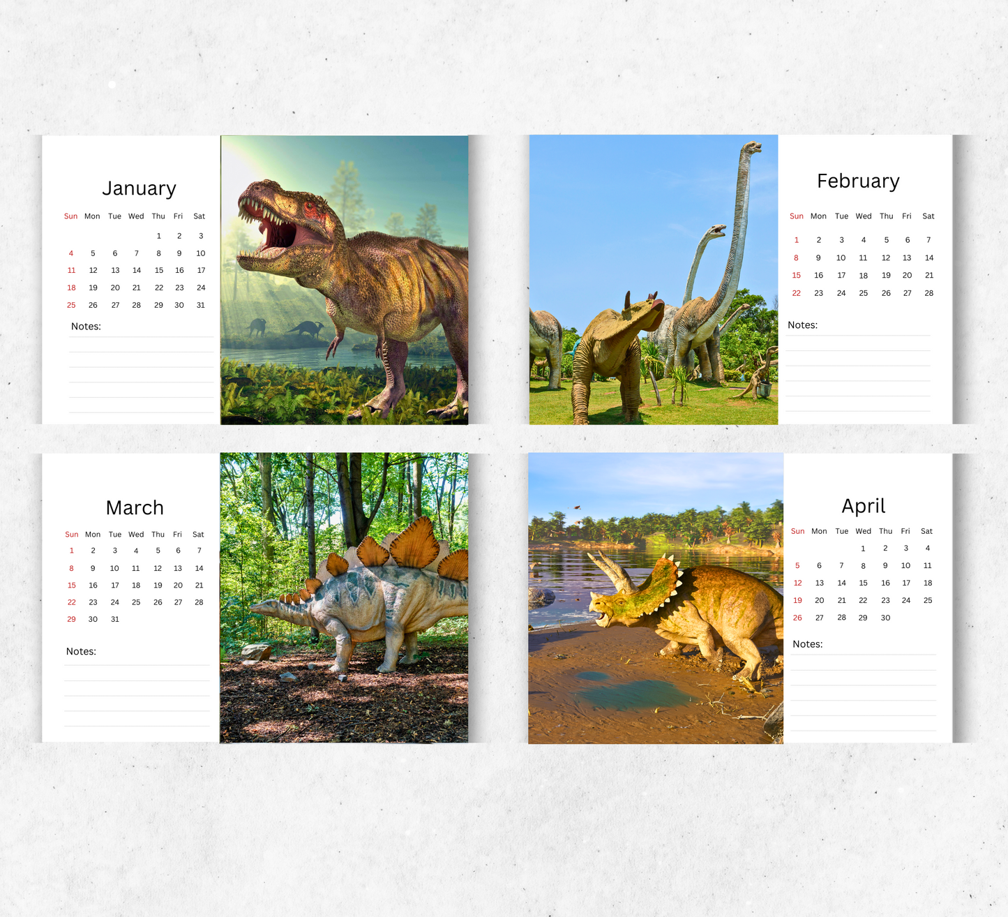 Dinosaur Desk Calendar 2026-2027