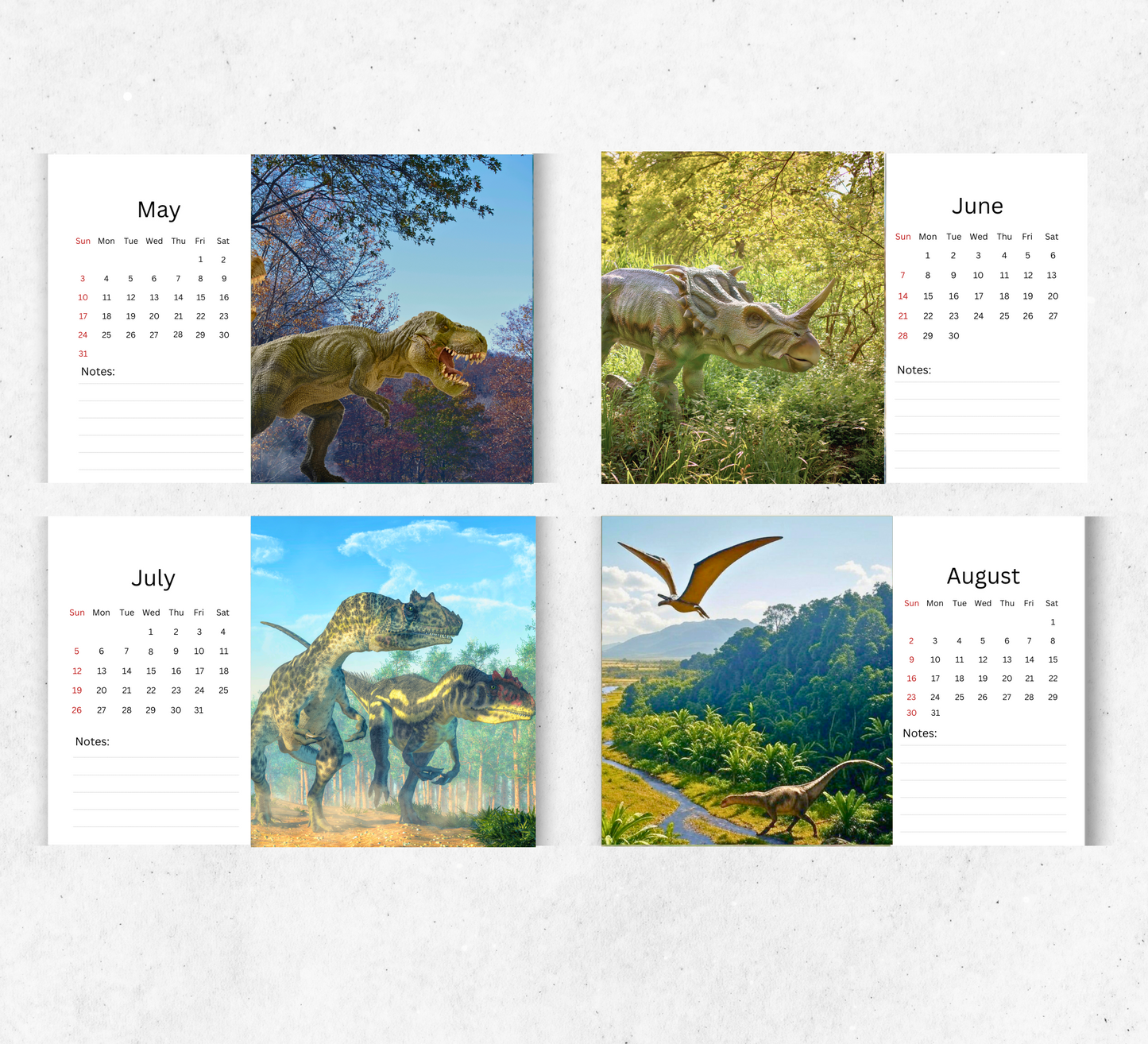 Dinosaur Desk Calendar 2026-2027