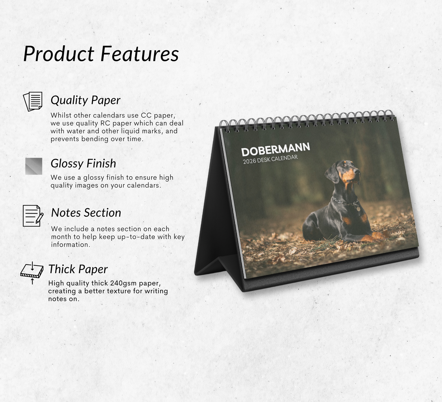 Dobermann Desk Calendar 2027-2028