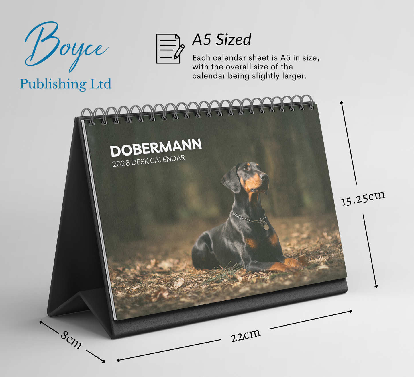 Dobermann Desk Calendar 2027-2028