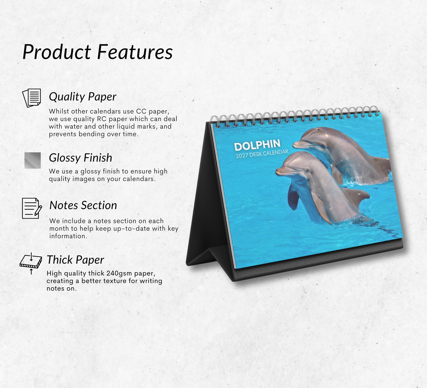 Dolphin Desk Calendar 2027-2028