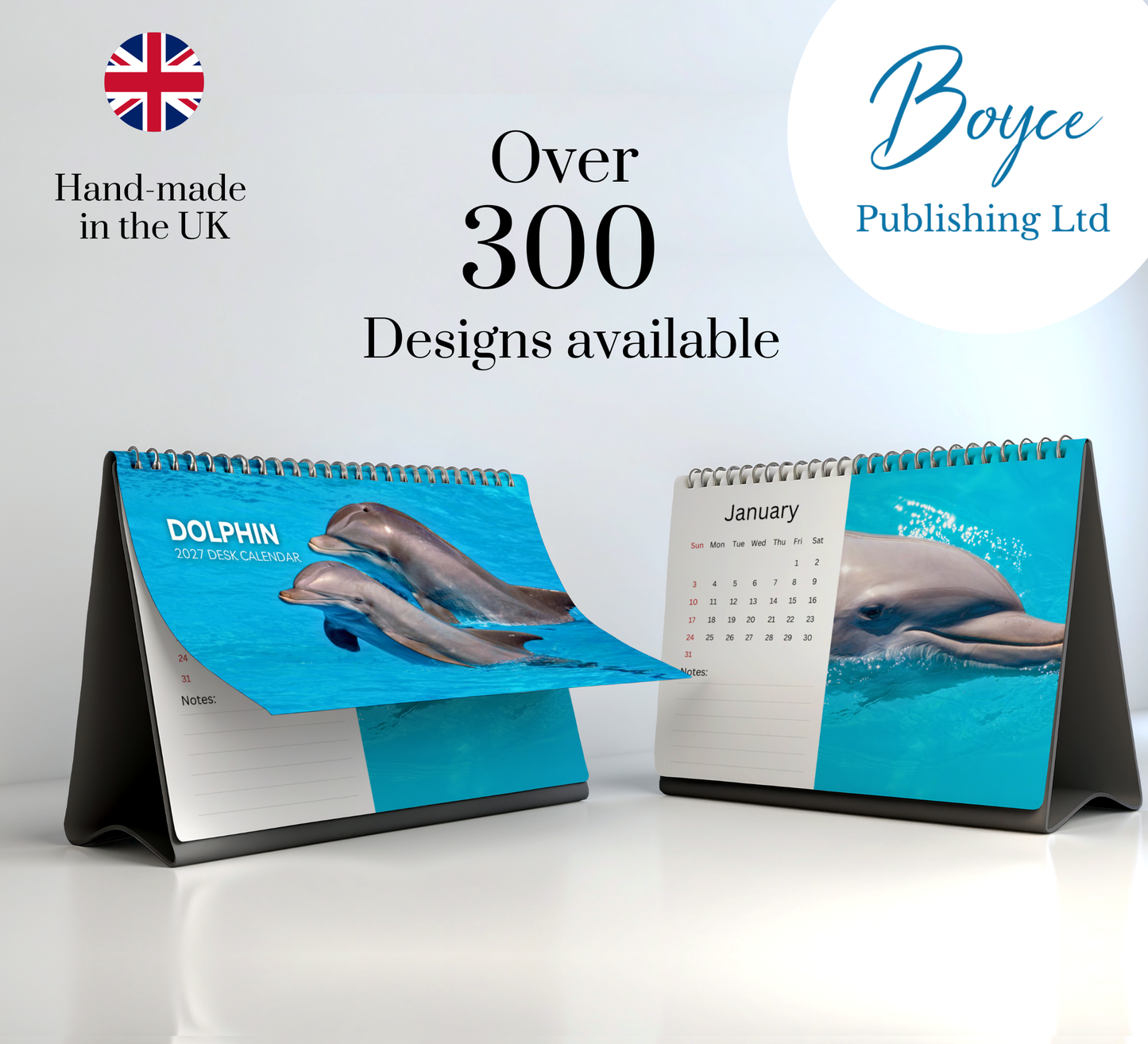 Dolphin Desk Calendar 2027-2028