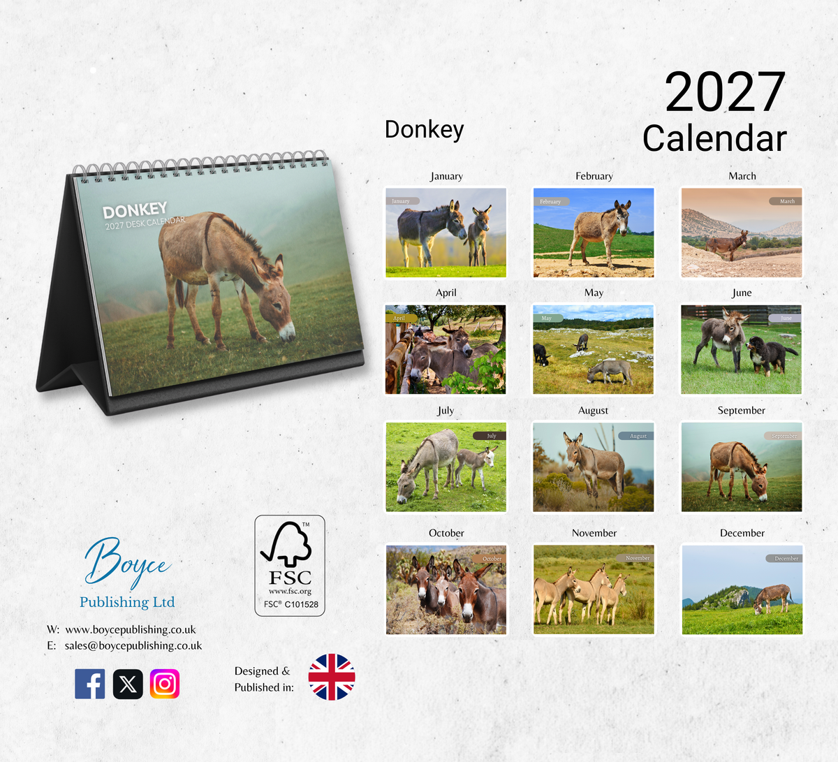 Donkey Desk Calendar 2027-2028