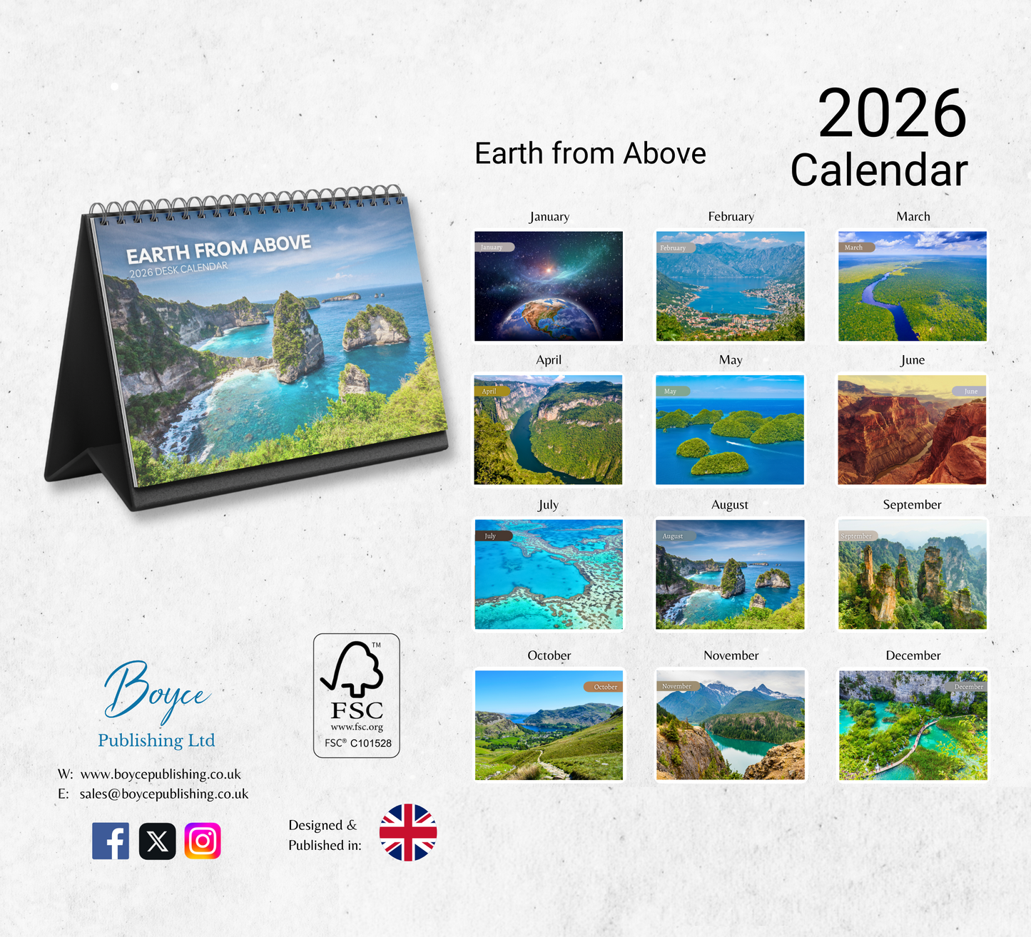 Earth from Above Desk Calendar 2026-2027