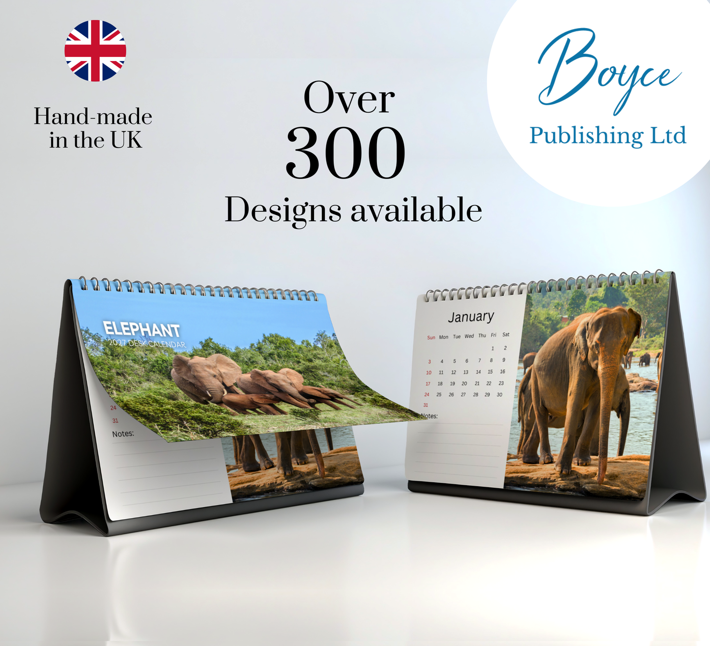 Elephant Desk Calendar 2027-2028