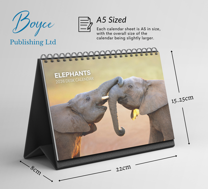 Elephant Desk Calendar 2026-2027