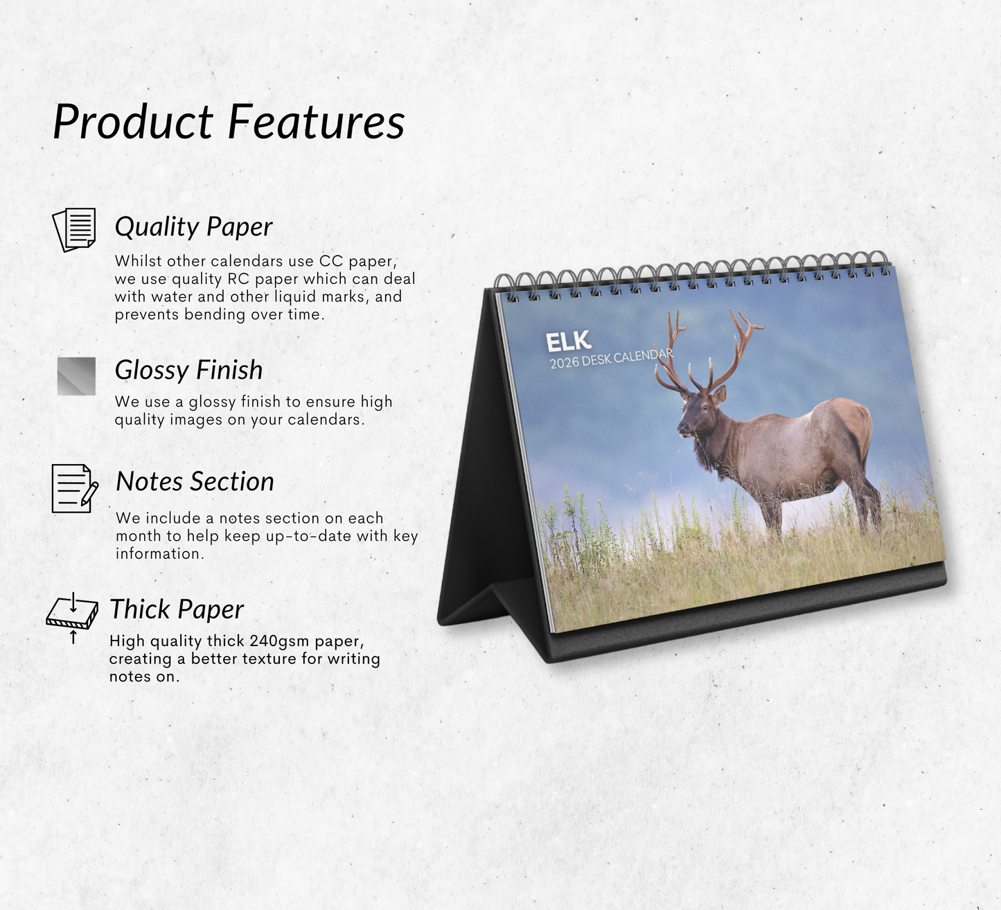 Elk Desk Calendar 2026-2027
