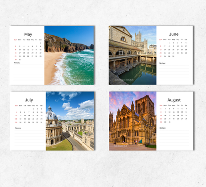 England Desk Calendar 2027-2028