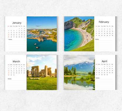 England Desk Calendar 2026-2027