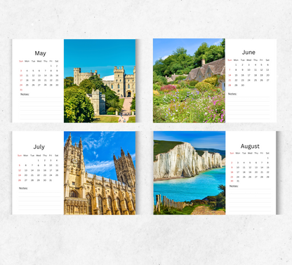 England Desk Calendar 2026-2027