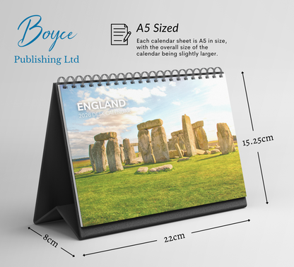 England Desk Calendar 2026-2027