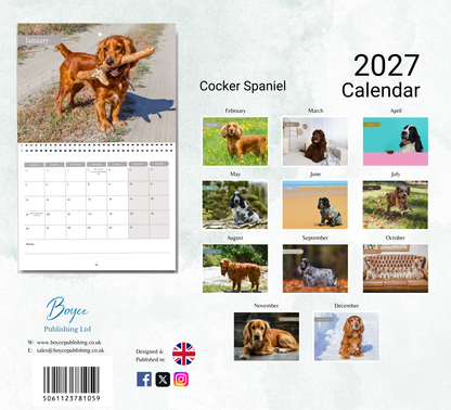 English Cocker Spaniel Calendar 2027