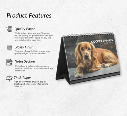 English Cocker Desk Calendar 2027-2028