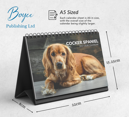 English Cocker Desk Calendar 2027-2028