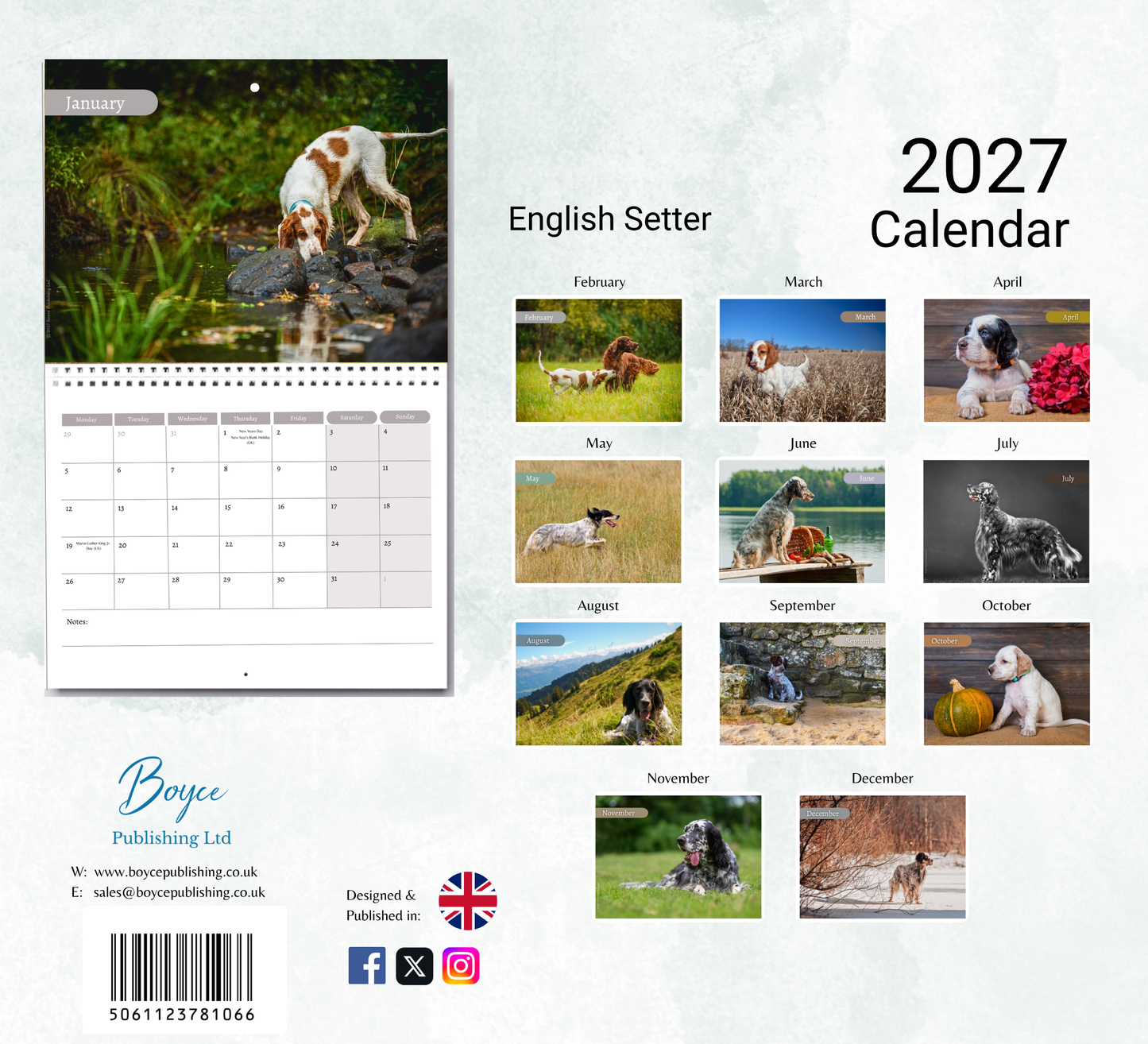 English Setter Calendar 2027