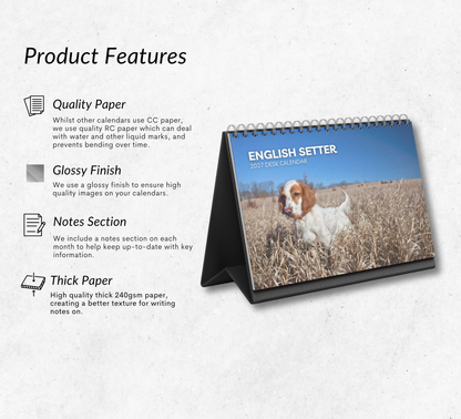 English Setter Desk Calendar 2027-2028