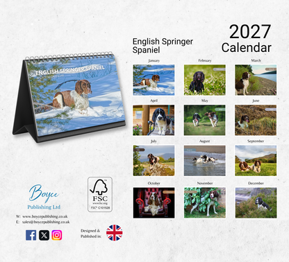 English Springer Spaniel Desk Calendar 2027-2028