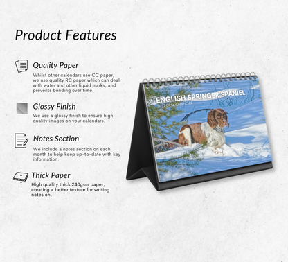 English Springer Spaniel Desk Calendar 2027-2028