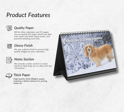 Cocker Spaniel Desk Calendar 2026-2027