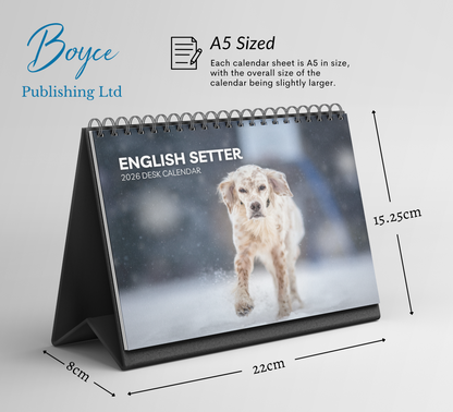 English Setter Desk Calendar 2026-2027