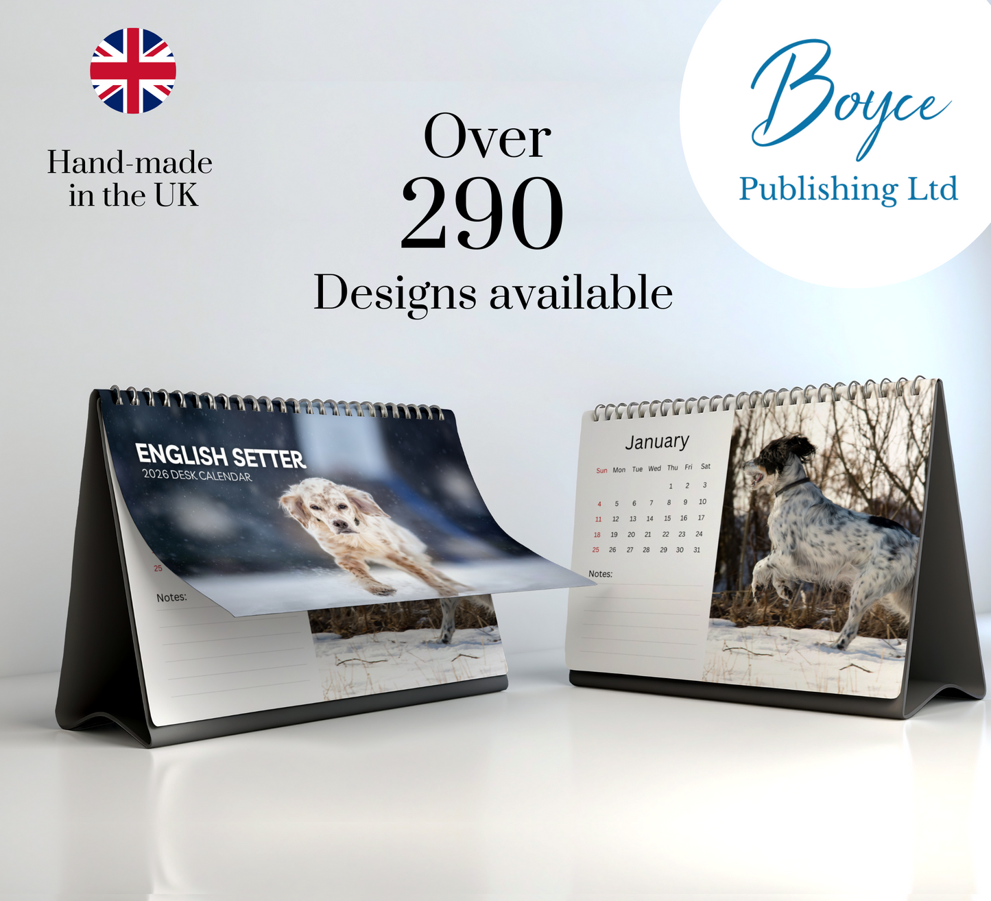 English Setter Desk Calendar 2026-2027