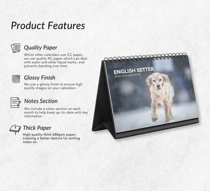 English Setter Desk Calendar 2026-2027