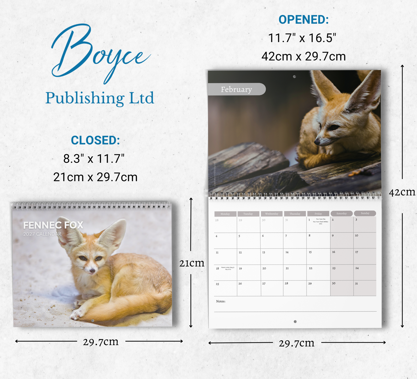 Fennec Foxes Calendar 2027