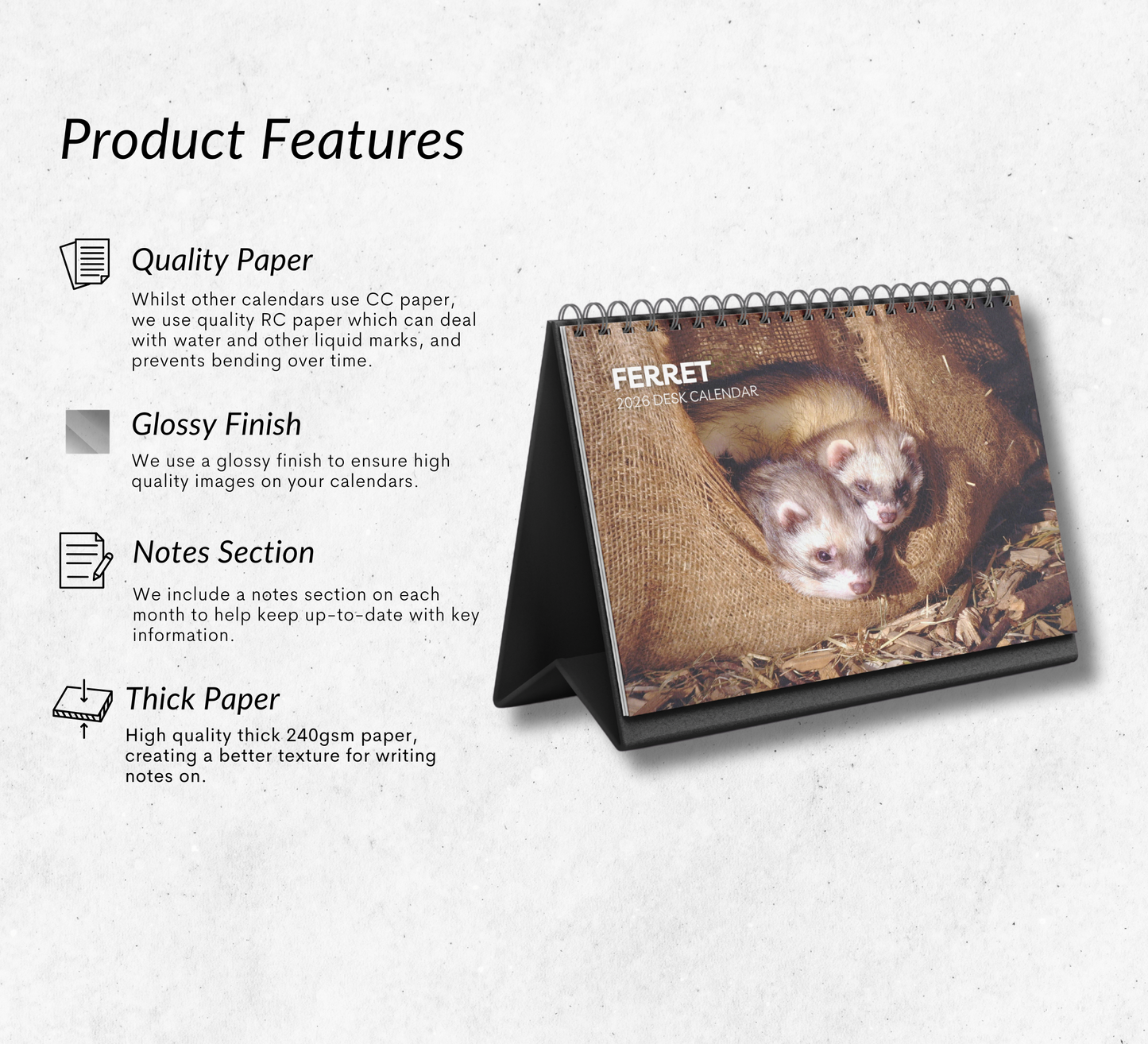 Ferret Desk Calendar 2026-2027