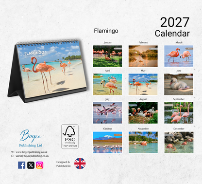 Flamingo Desk Calendar 2027-2028