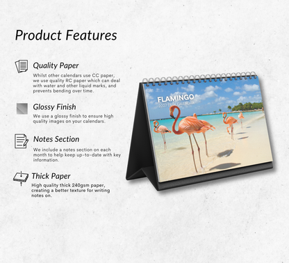 Flamingo Desk Calendar 2027-2028