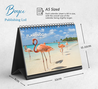Flamingo Desk Calendar 2027-2028
