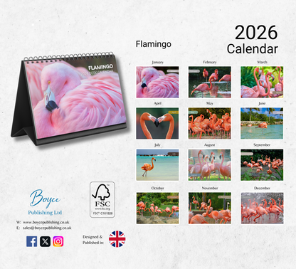 Flamingo Desk Calendar 2026-2027