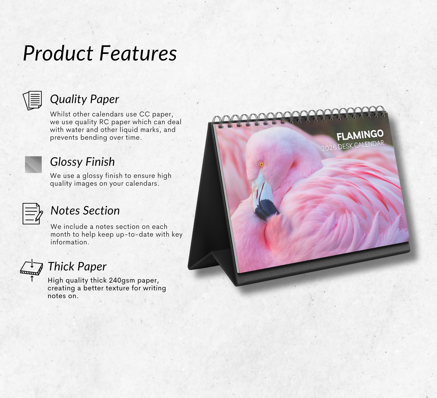 Flamingo Desk Calendar 2026-2027