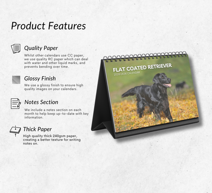 Flat Coated Retriever Desk Calendar 2026-2027