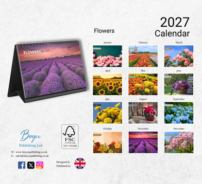 Flowers Desk Calendar 2027-2028