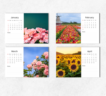 Flowers Desk Calendar 2027-2028