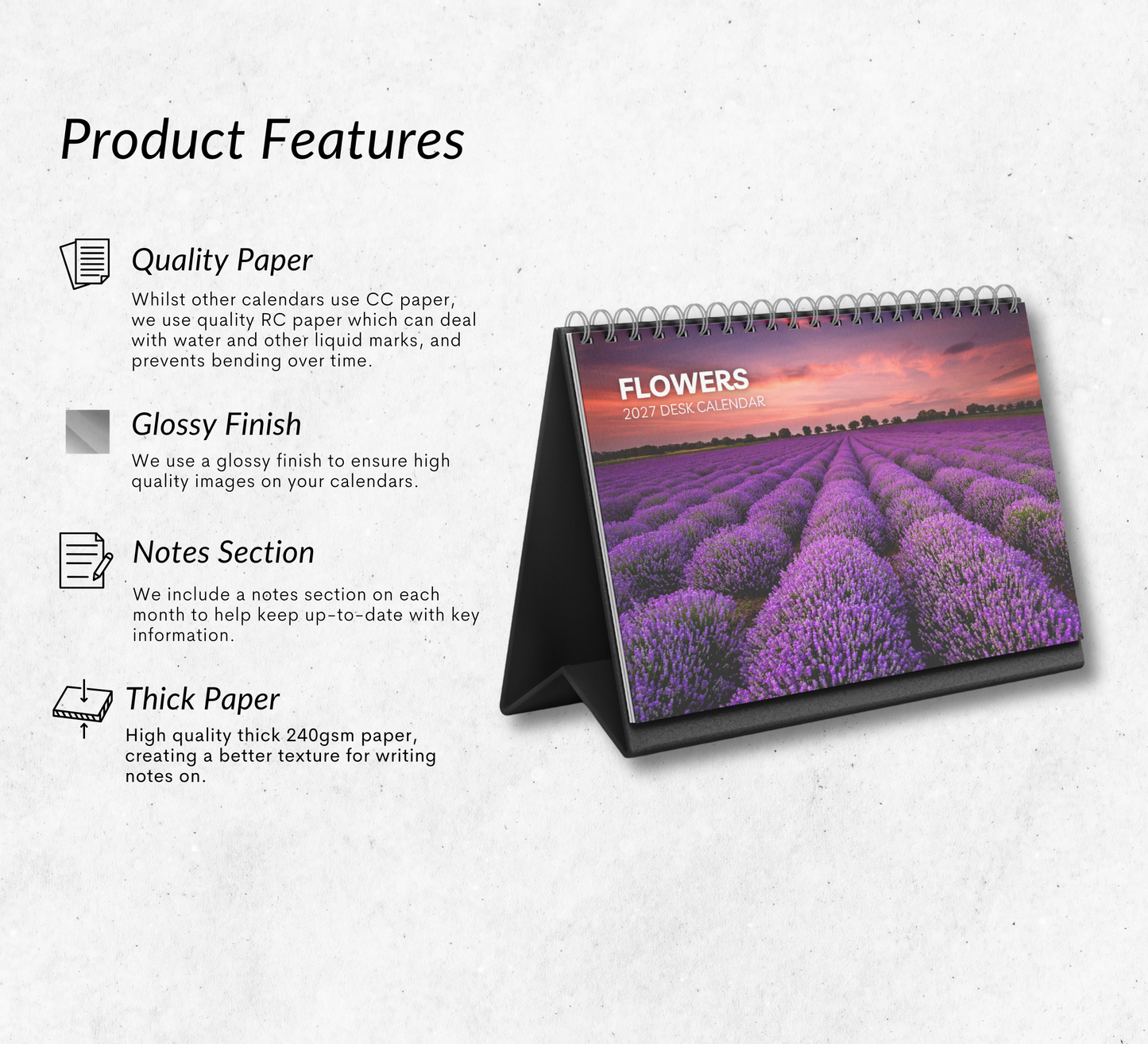 Flowers Desk Calendar 2027-2028