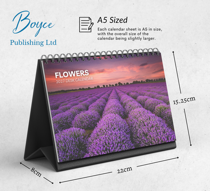 Flowers Desk Calendar 2027-2028