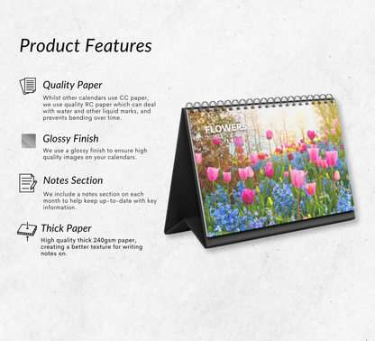 Flowers Desk Calendar 2026-2027