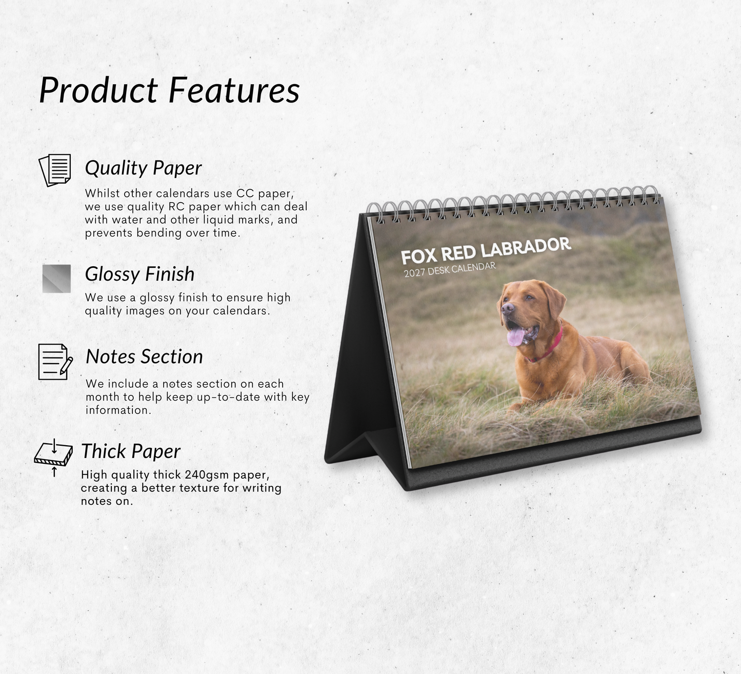 Fox Red Labrador Desk Calendar 2027-2028