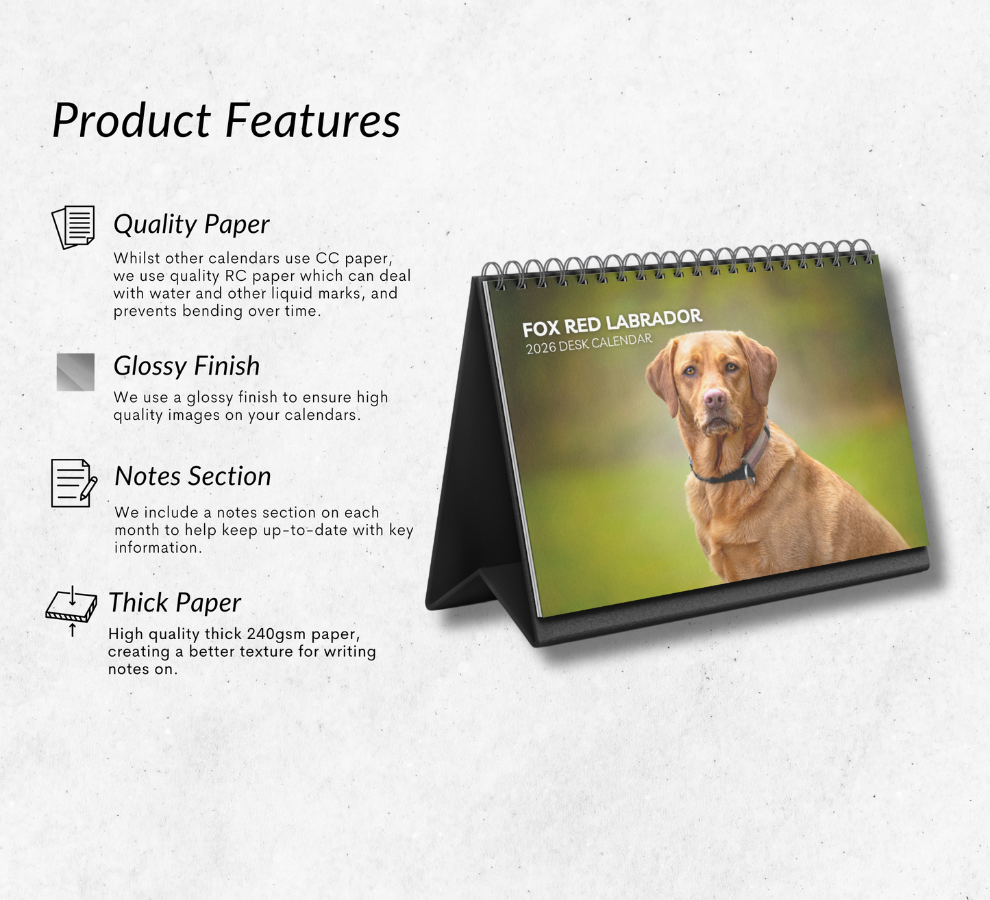 Fox Red Labrador Desk Calendar 2026-2027